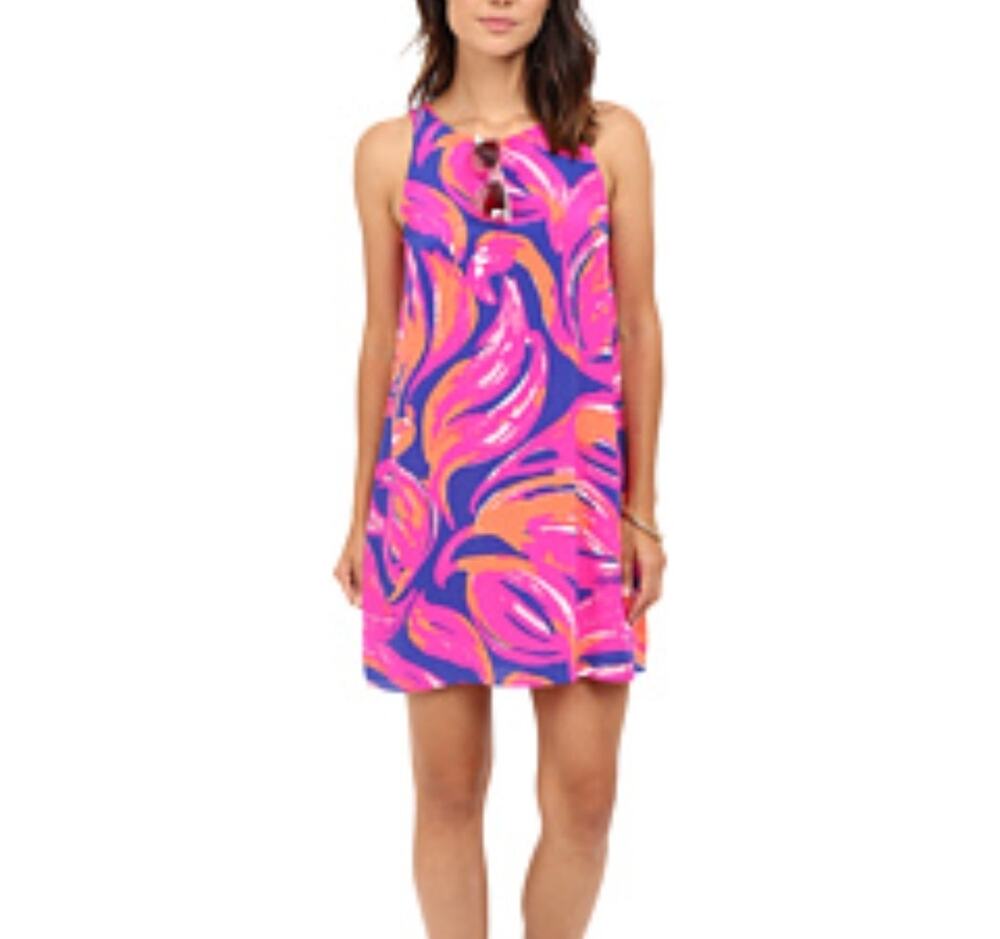 Lilly Pulitzer Jackie Shift Dress Silk Medium Colorful Summer Dress Pink Blue